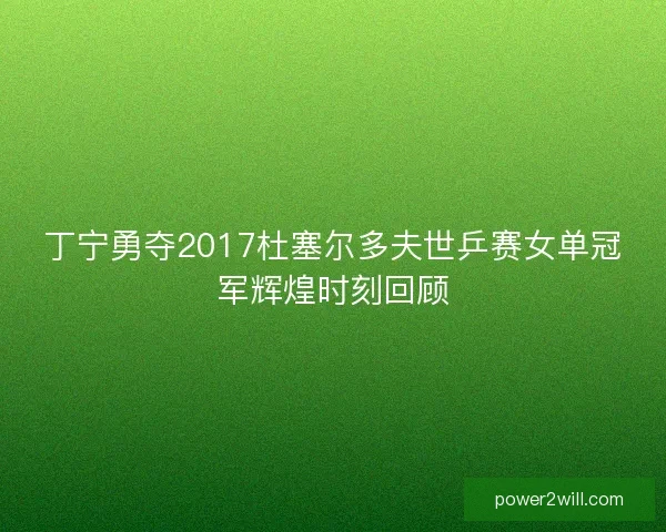丁宁勇夺2017杜塞尔多夫世乒赛女单冠军辉煌时刻回顾